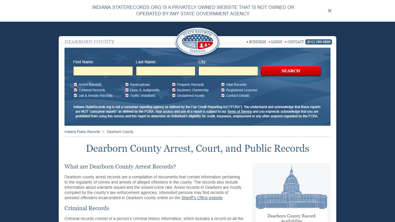 Dearborn County Arrest, Court, and Public Records